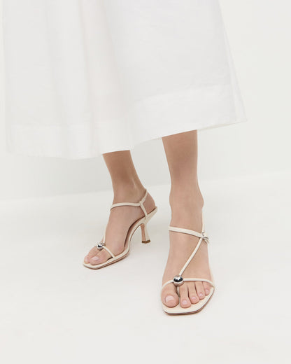 Loeffler Randall Best Price - Triana White Leather Mid-Heel Sandal