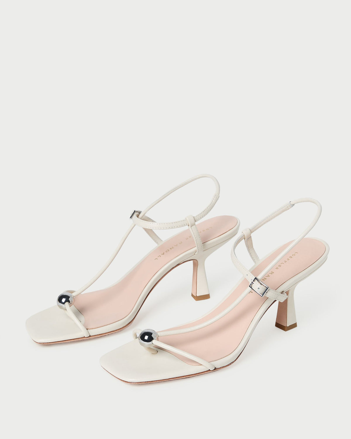 Loeffler Randall Best Price - Triana White Leather Mid-Heel Sandal