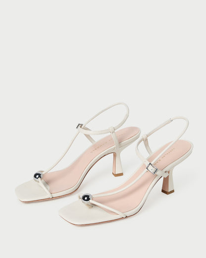 Loeffler Randall Best Price - Triana White Leather Mid-Heel Sandal
