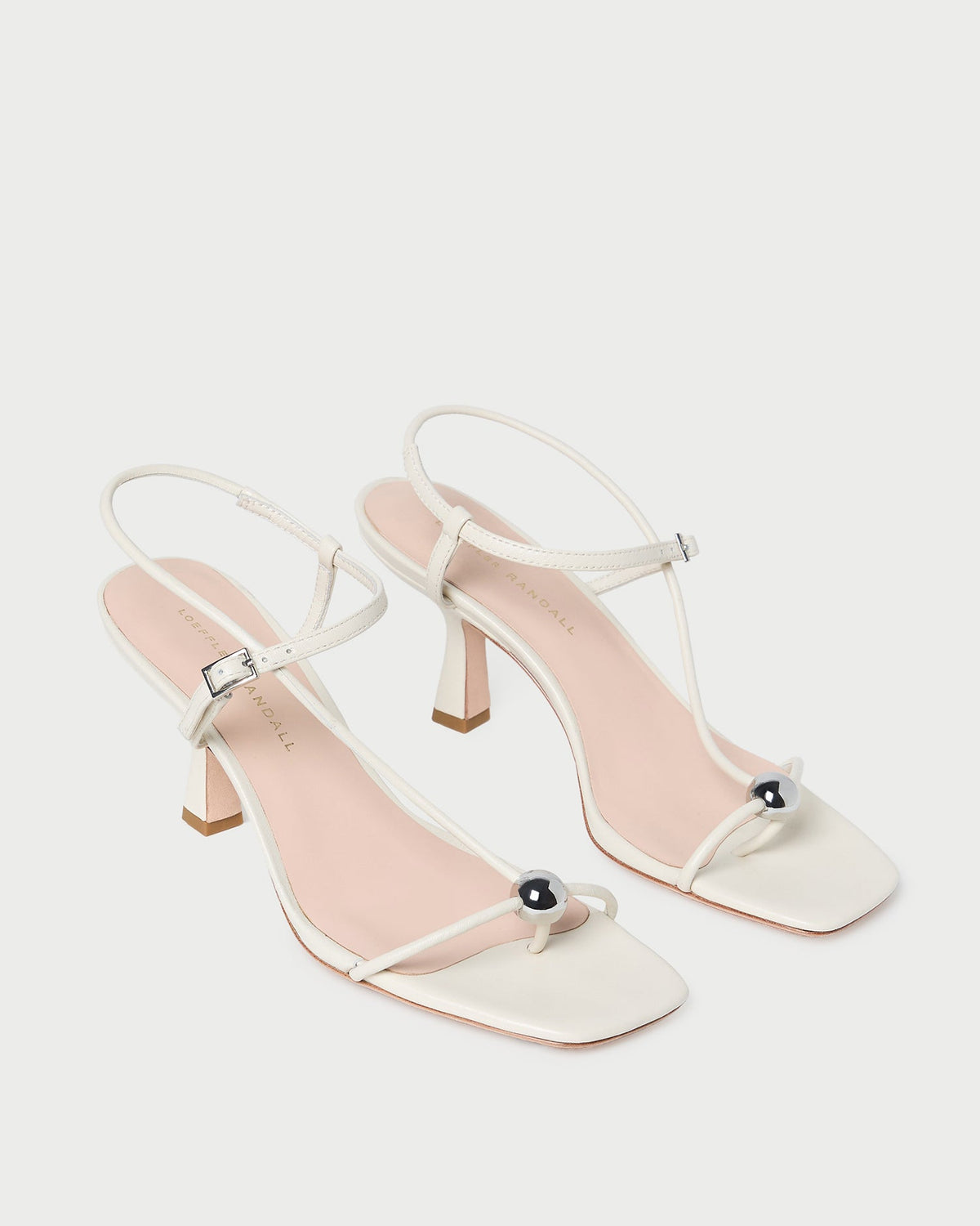 Loeffler Randall Best Price - Triana White Leather Mid-Heel Sandal