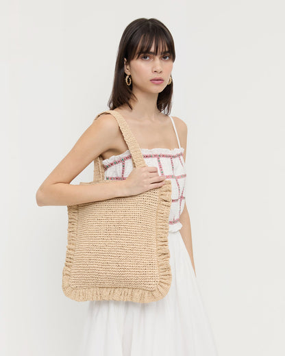 Loeffler Randall Featured - Justine Natural Crochet Ruffle Tote