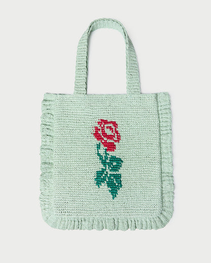 Loeffler Randall Special Offer - Justine Mint Crochet Ruffle Tote