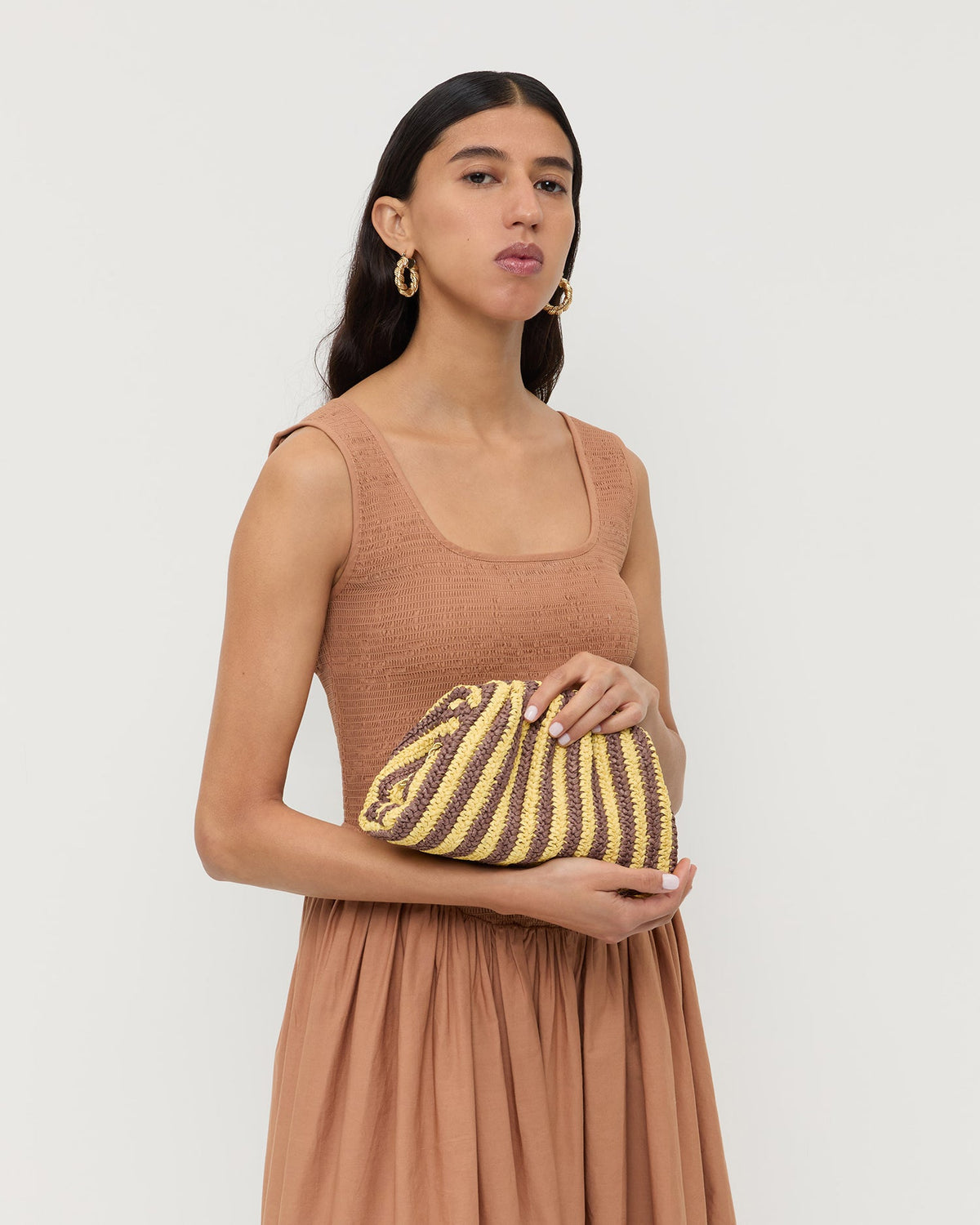 Loeffler Randall Featured - Bailey Brown/Butter Stripe Dome Clutch
