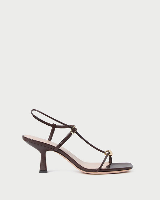 Loeffler Randall Featured - Triana Espresso Leather Mid-Heel Sandal