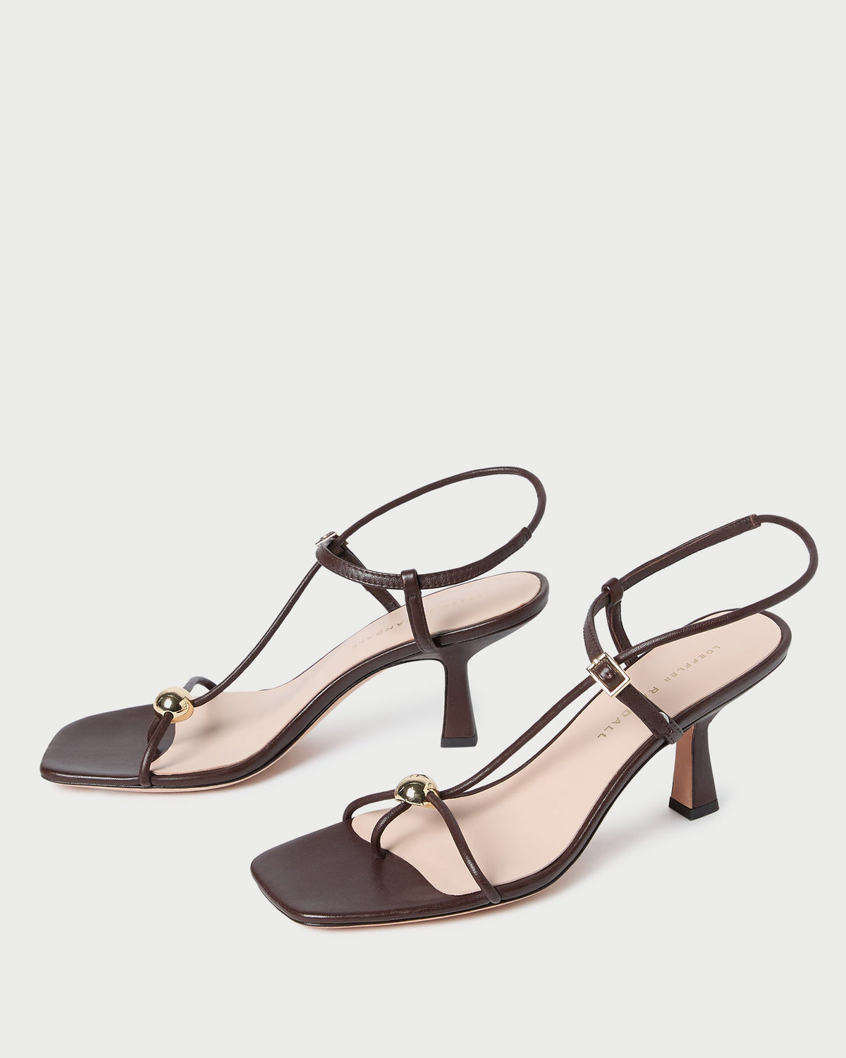 Loeffler Randall Featured - Triana Espresso Leather Mid-Heel Sandal