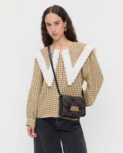 Loeffler Randall Great Value - Desi Black/Espresso Woven Leather Crossbody