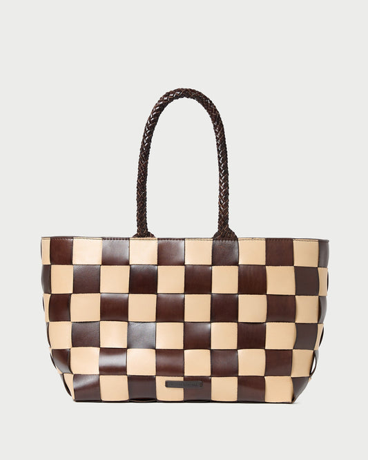 Loeffler Randall Classic - Klara Brown/Butter Woven Leather Tote
