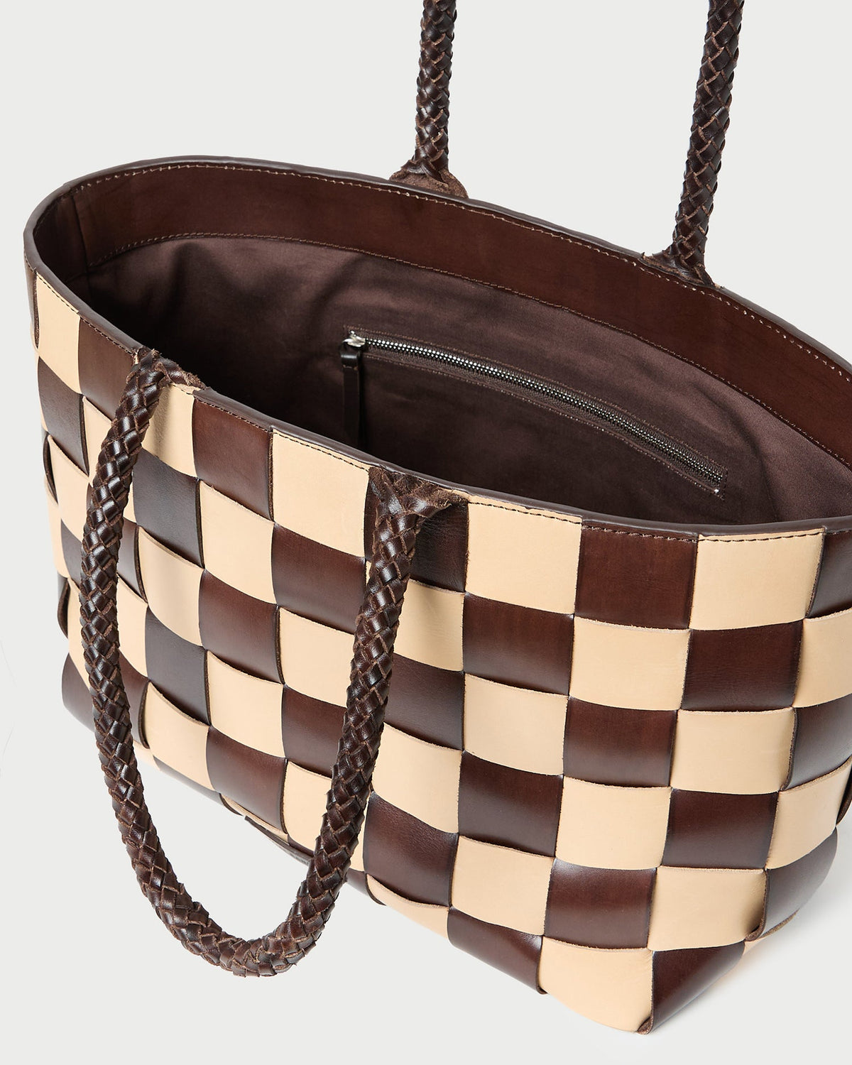 Loeffler Randall Classic - Klara Brown/Butter Woven Leather Tote