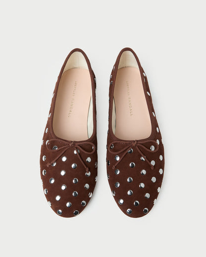 Loeffler Randall Exclusive - Landon Espresso/Silver Suede Ballet Flat