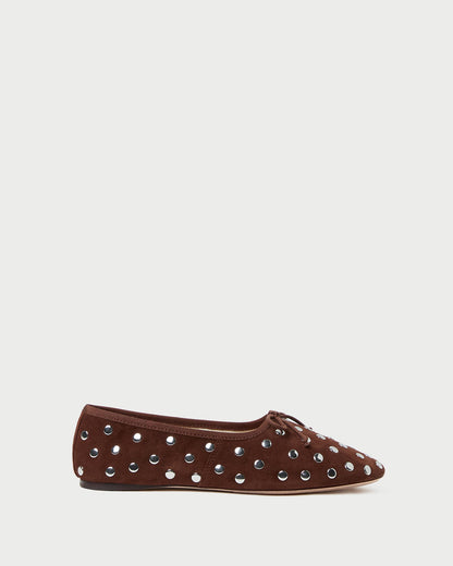 Loeffler Randall Exclusive - Landon Espresso/Silver Suede Ballet Flat