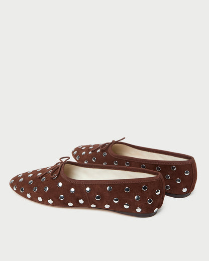 Loeffler Randall Exclusive - Landon Espresso/Silver Suede Ballet Flat