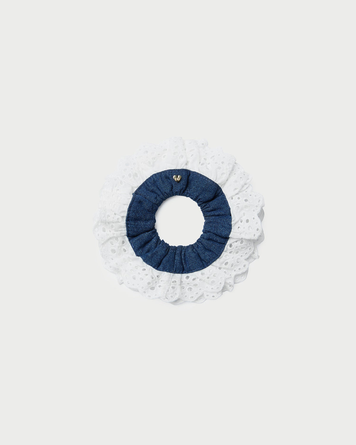 Loeffler Randall Best Seller - Dolly Denim/Cream Embroidered Scrunchie
