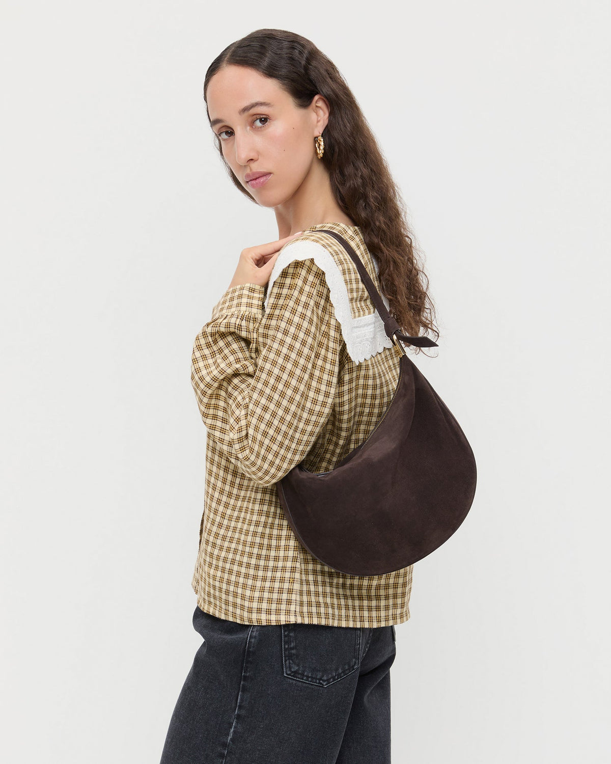 Loeffler Randall Best Seller - Harlow Brown Suede Shoulder Bag