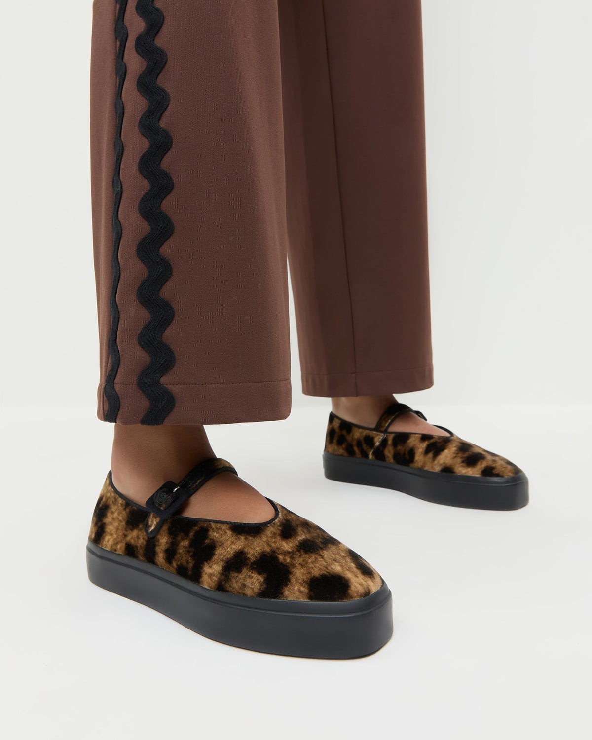 Loeffler Randall Classic - Cooper Leopard Velvet Mary Jane Sneaker