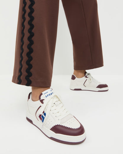 Loeffler Randall Featured - Topspin Cream/Maroon Court Sneaker