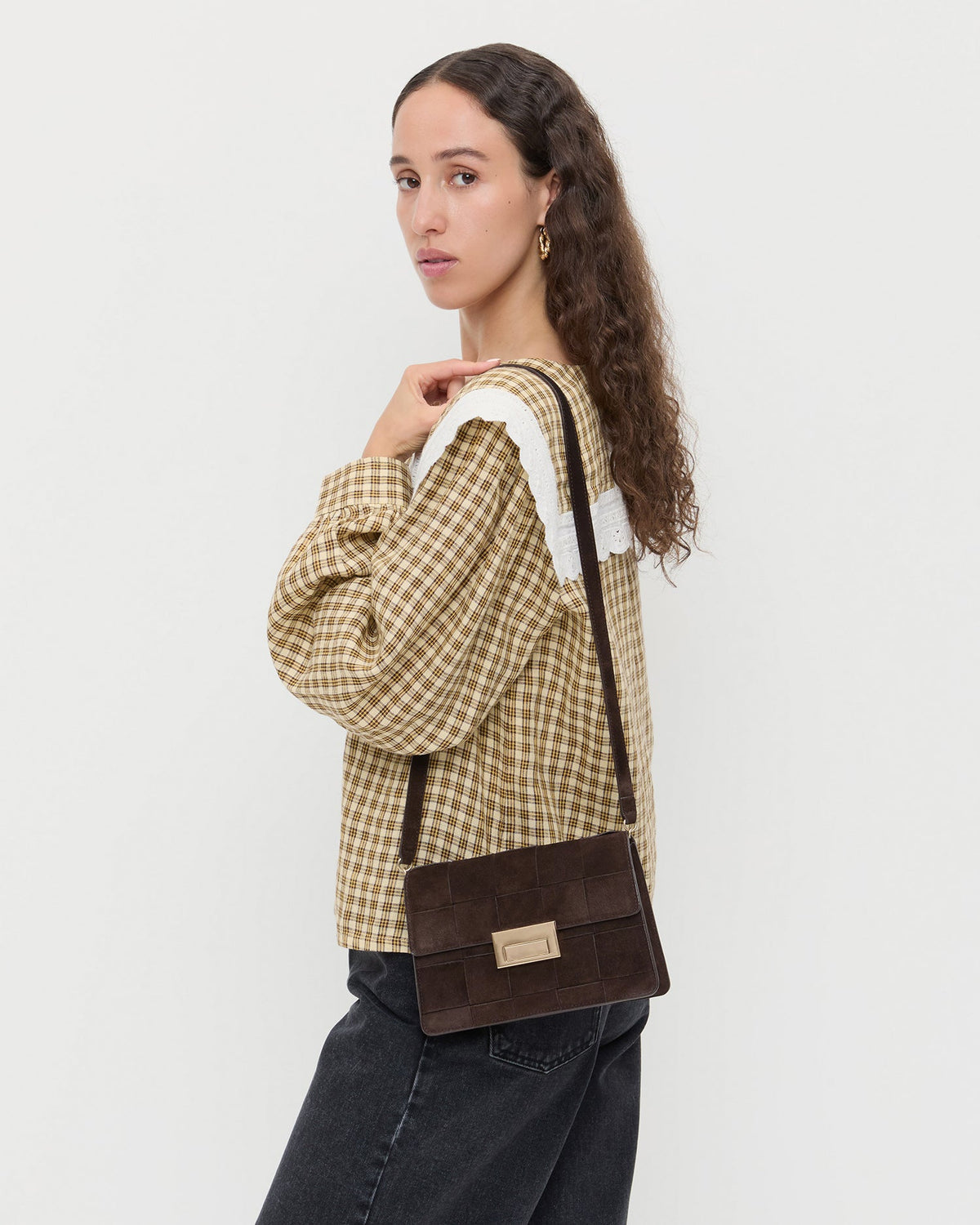 Loeffler Randall Hot Sale - Delphine Brown Suede Shoulder Bag