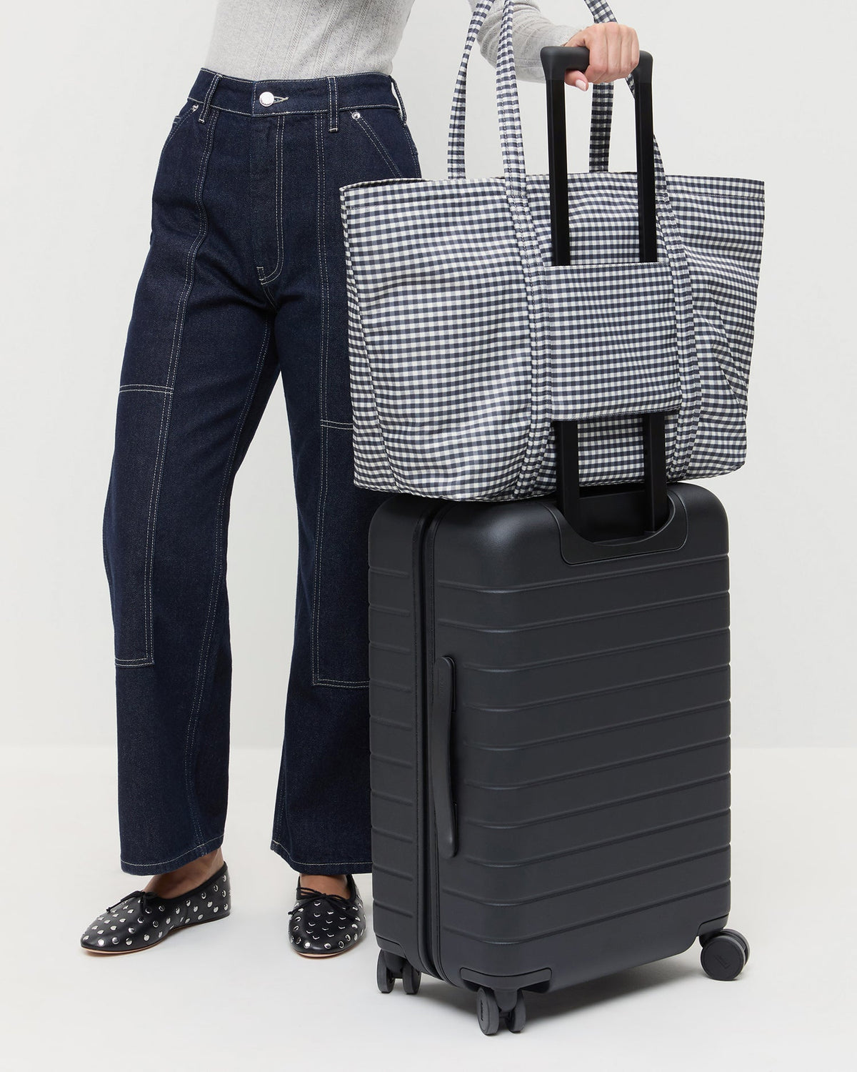 Loeffler Randall Smart Buy - Dina Black/White Gingham Travel Tote