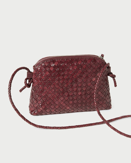 Loeffler Randall Best Price - Mallory Maroon Woven Leather Crossbody