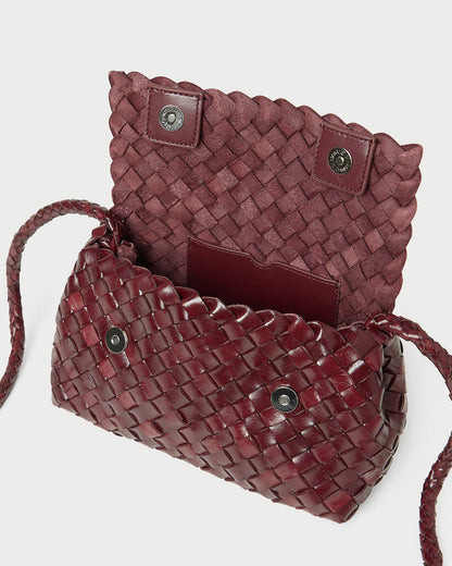 Loeffler Randall Value - Vinnie Maroon Woven Leather Crossbody