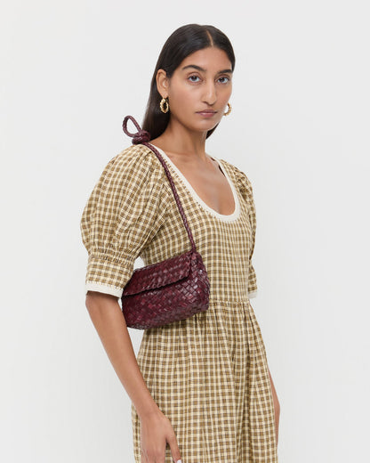 Loeffler Randall Value - Vinnie Maroon Woven Leather Crossbody