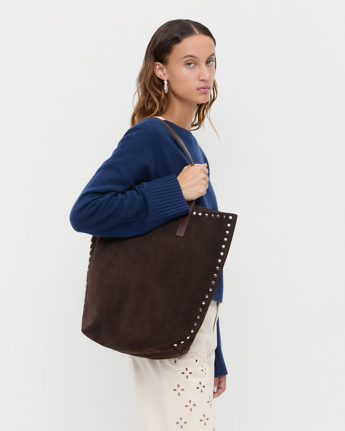 Loeffler Randall Signature - Walker Brown/Silver Suede Tote