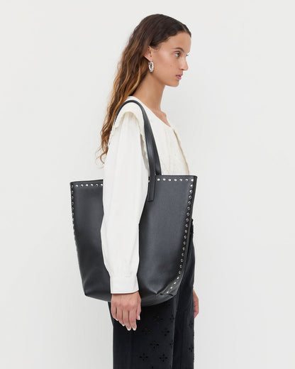 Loeffler Randall Hot Sale - Walker Black/Silver Leather Tote