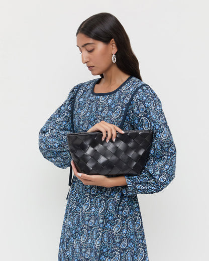 Loeffler Randall Exclusive - Melina Black Woven Leather Clutch