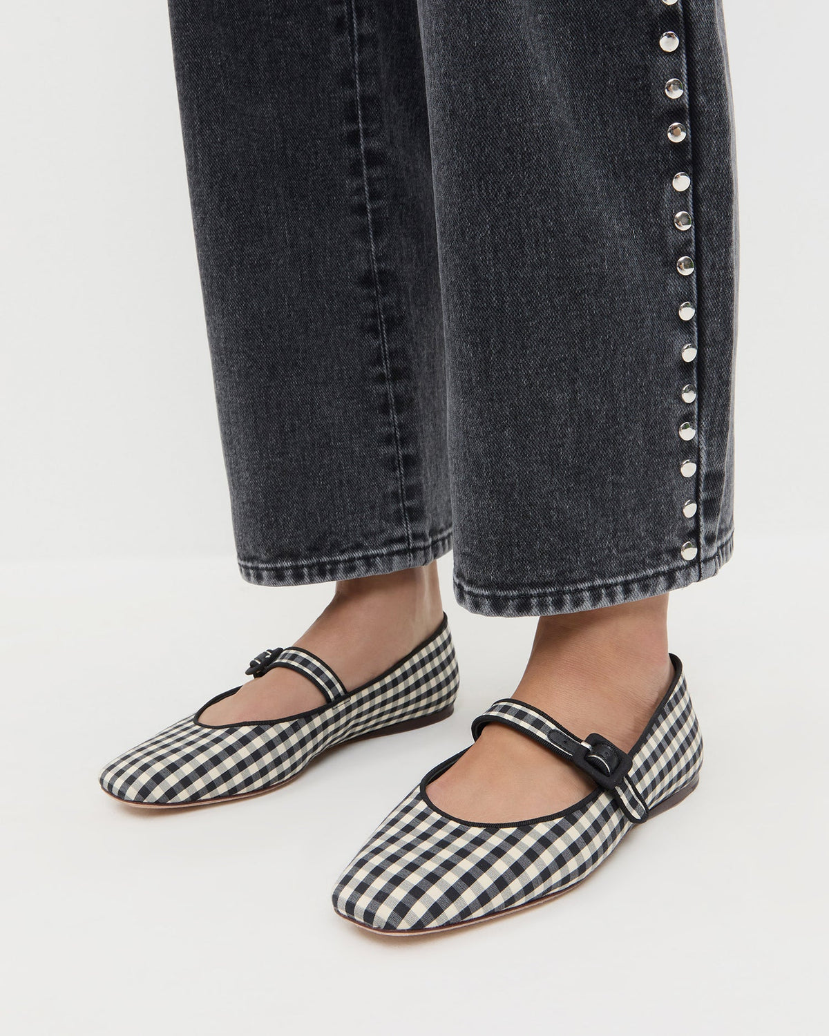Loeffler Randall Featured - Ginger Black/White Gingham Mary Jane