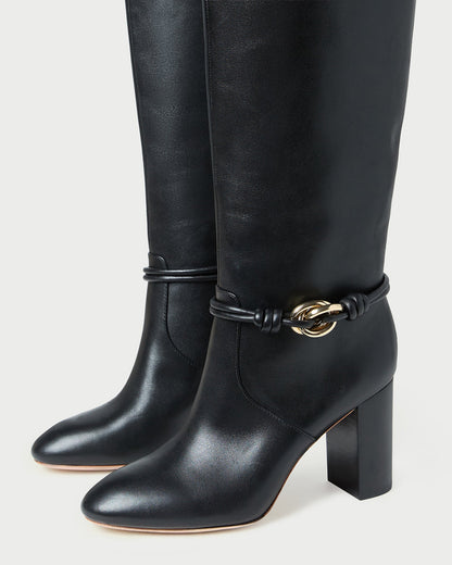 Loeffler Randall Premium - Goldy Black/Gold Leather Tall Boot