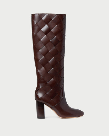 Loeffler Randall Top Pick - Goldy Espresso Woven Leather Tall Boot