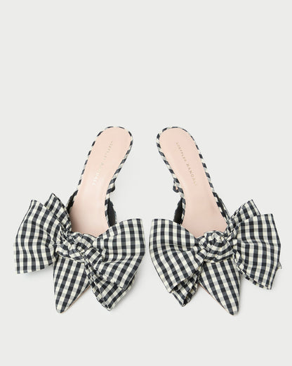 Loeffler Randall Trusted - Margot Black/White Gingham Bow Mule