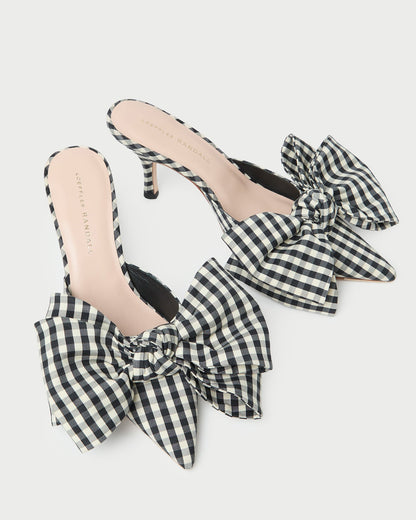 Loeffler Randall Trusted - Margot Black/White Gingham Bow Mule