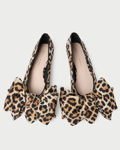 Loeffler Randall Classic - Noa Leopard Jersey Bow Flat