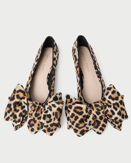 Loeffler Randall Classic - Noa Leopard Jersey Bow Flat