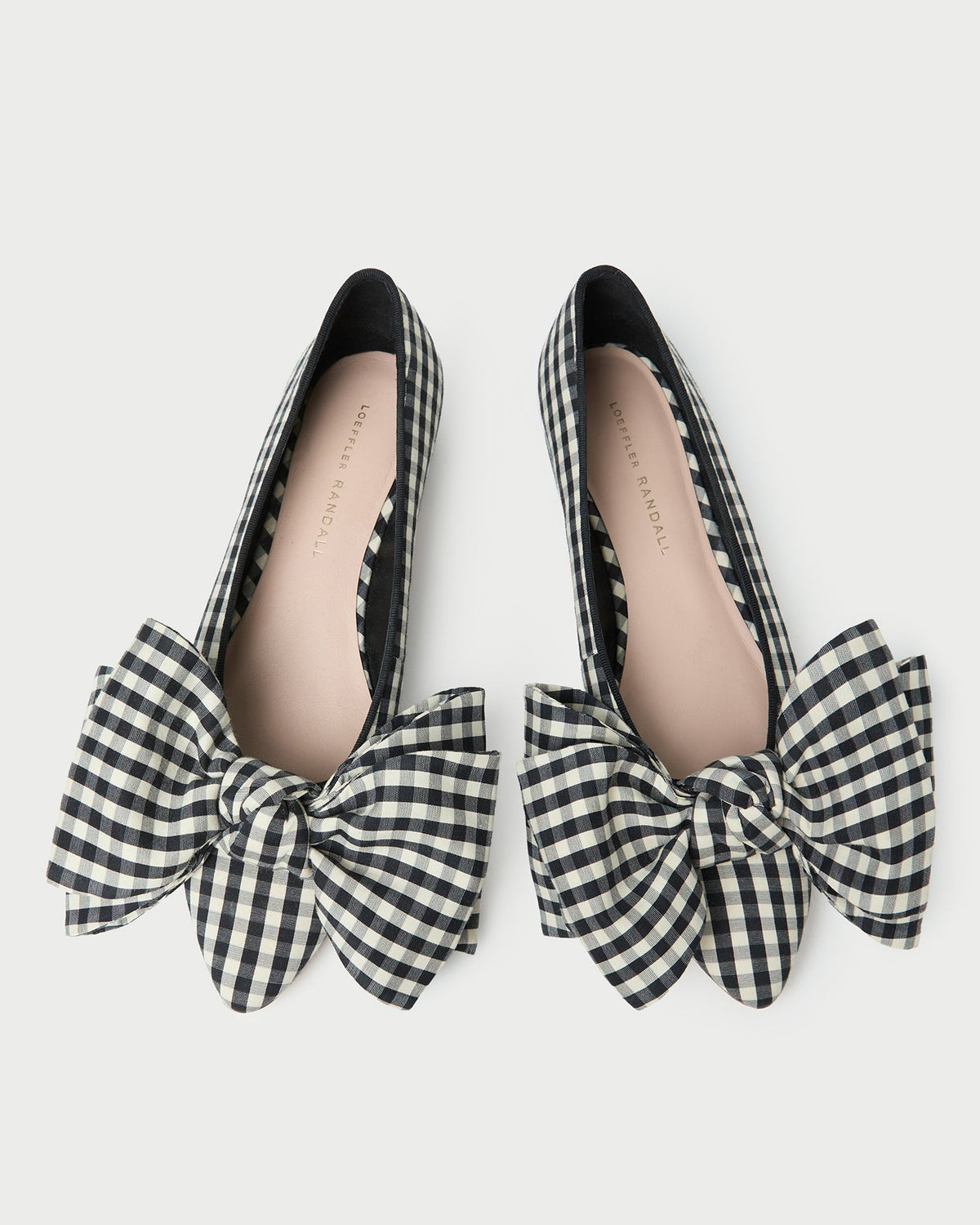 Loeffler Randall New - Noa Black/White Gingham Bow Flat