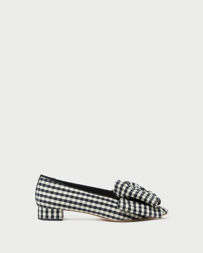 Loeffler Randall New - Noa Black/White Gingham Bow Flat