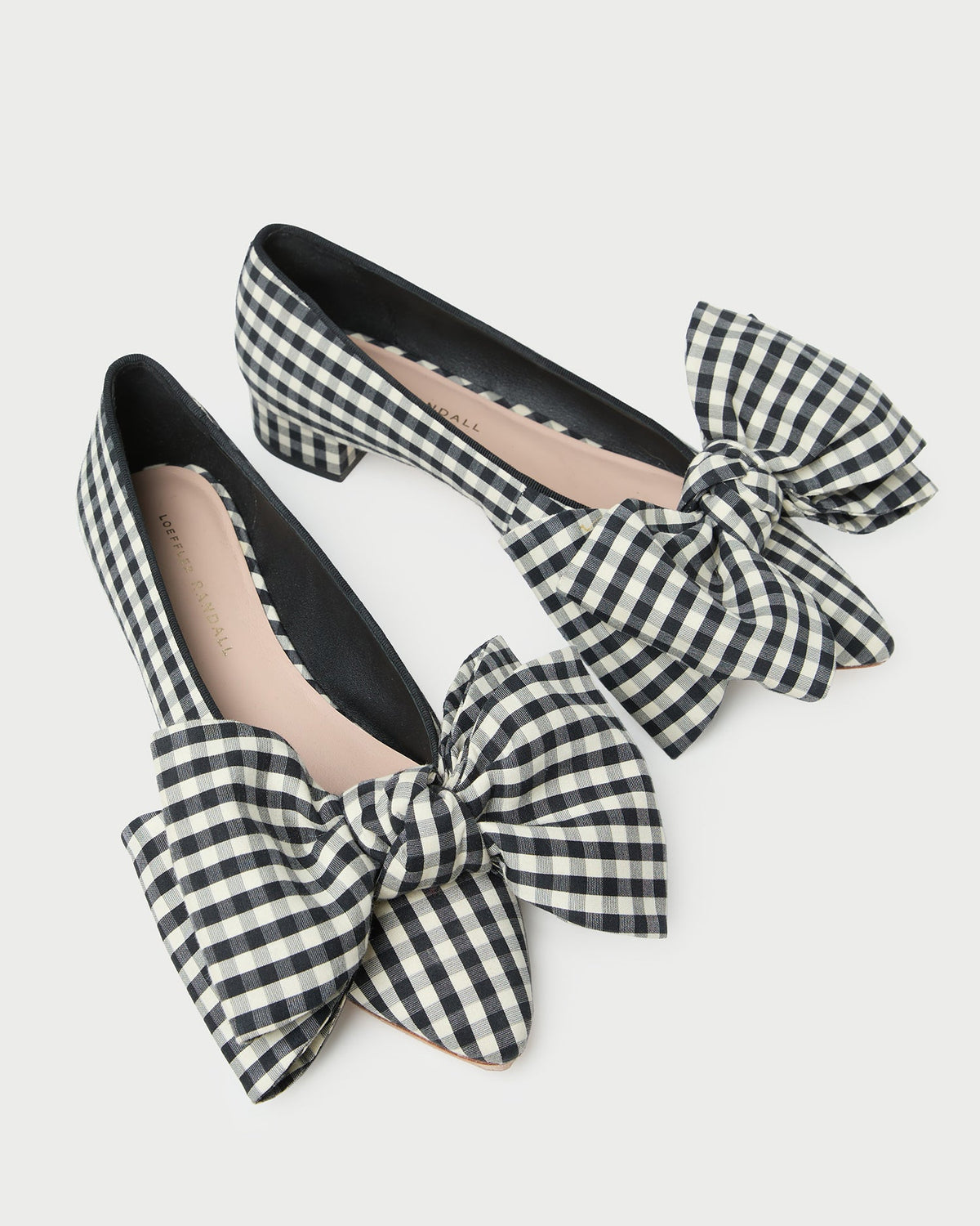 Loeffler Randall New - Noa Black/White Gingham Bow Flat