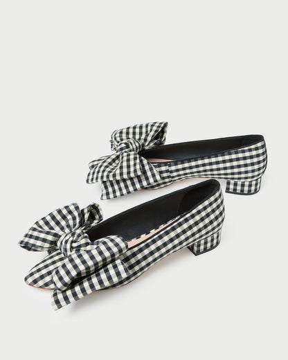 Loeffler Randall New - Noa Black/White Gingham Bow Flat