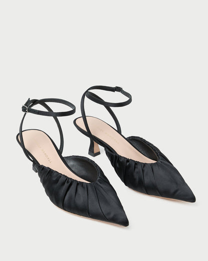 Loeffler Randall Hot Sale - Rio Black Satin Kitten Heel