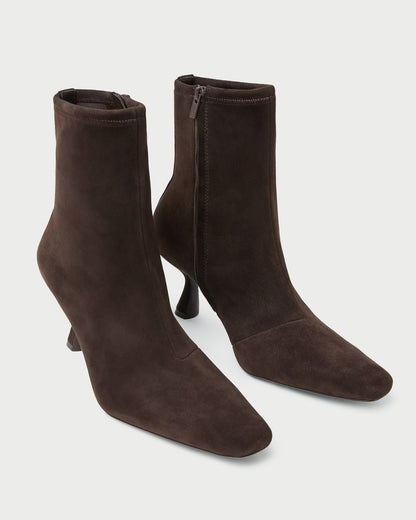 Loeffler Randall Deals - Thandy Brown Suede Curved Heel Bootie