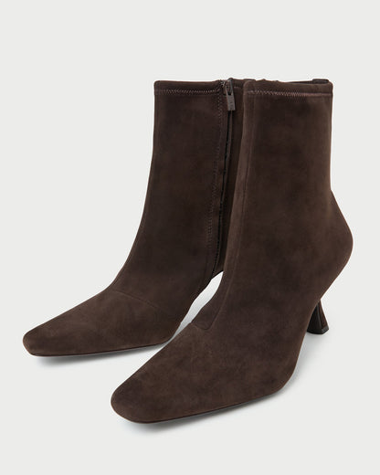 Loeffler Randall Deals - Thandy Brown Suede Curved Heel Bootie