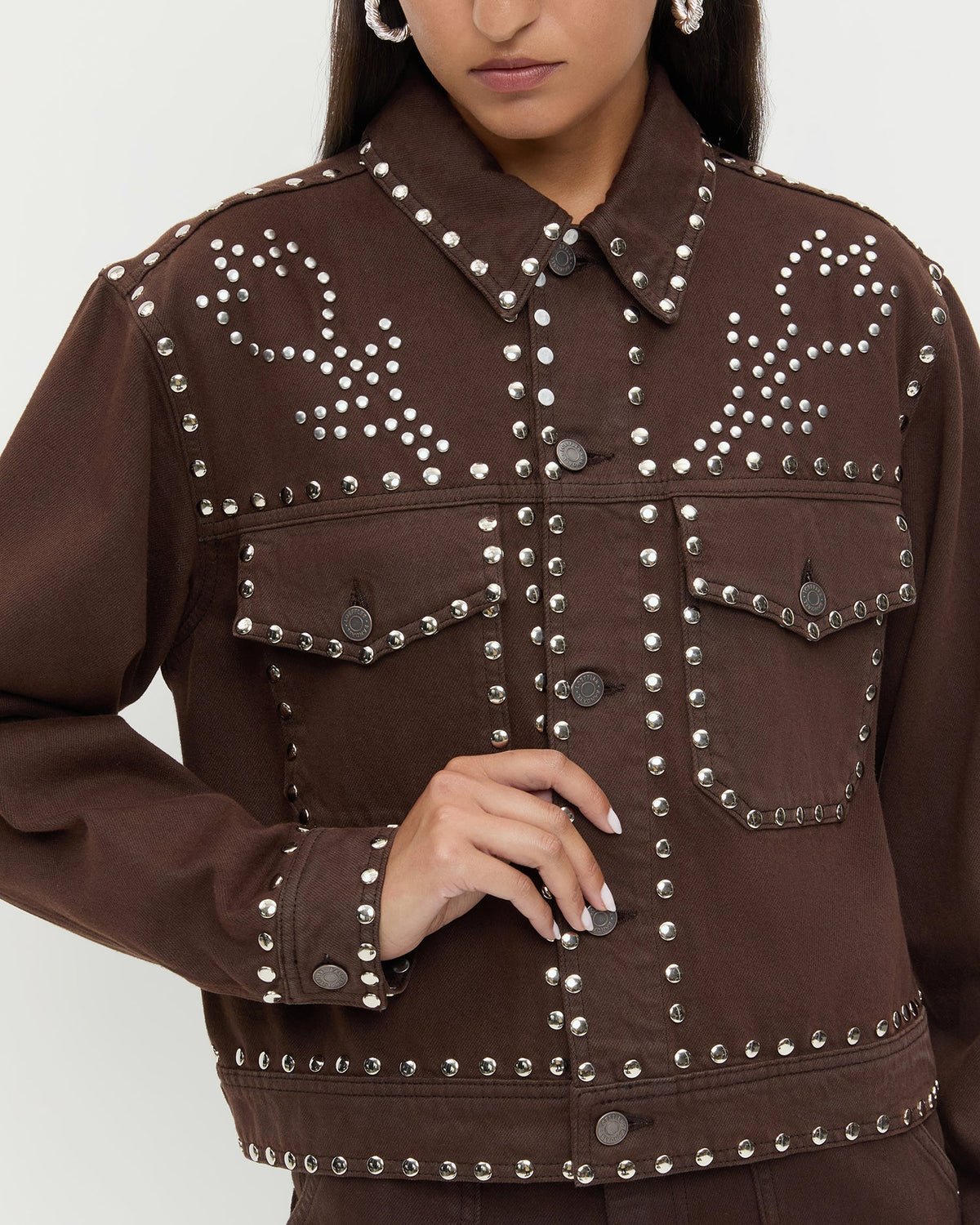 Loeffler Randall Essential - Elijah Studded Denim Jacket