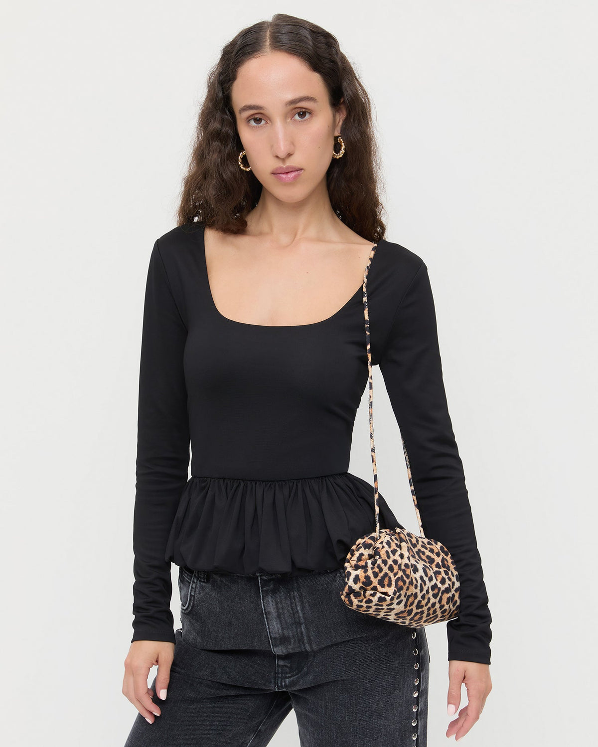 Loeffler Randall Great Value - Bailey Leopard Jersey Dome Clutch