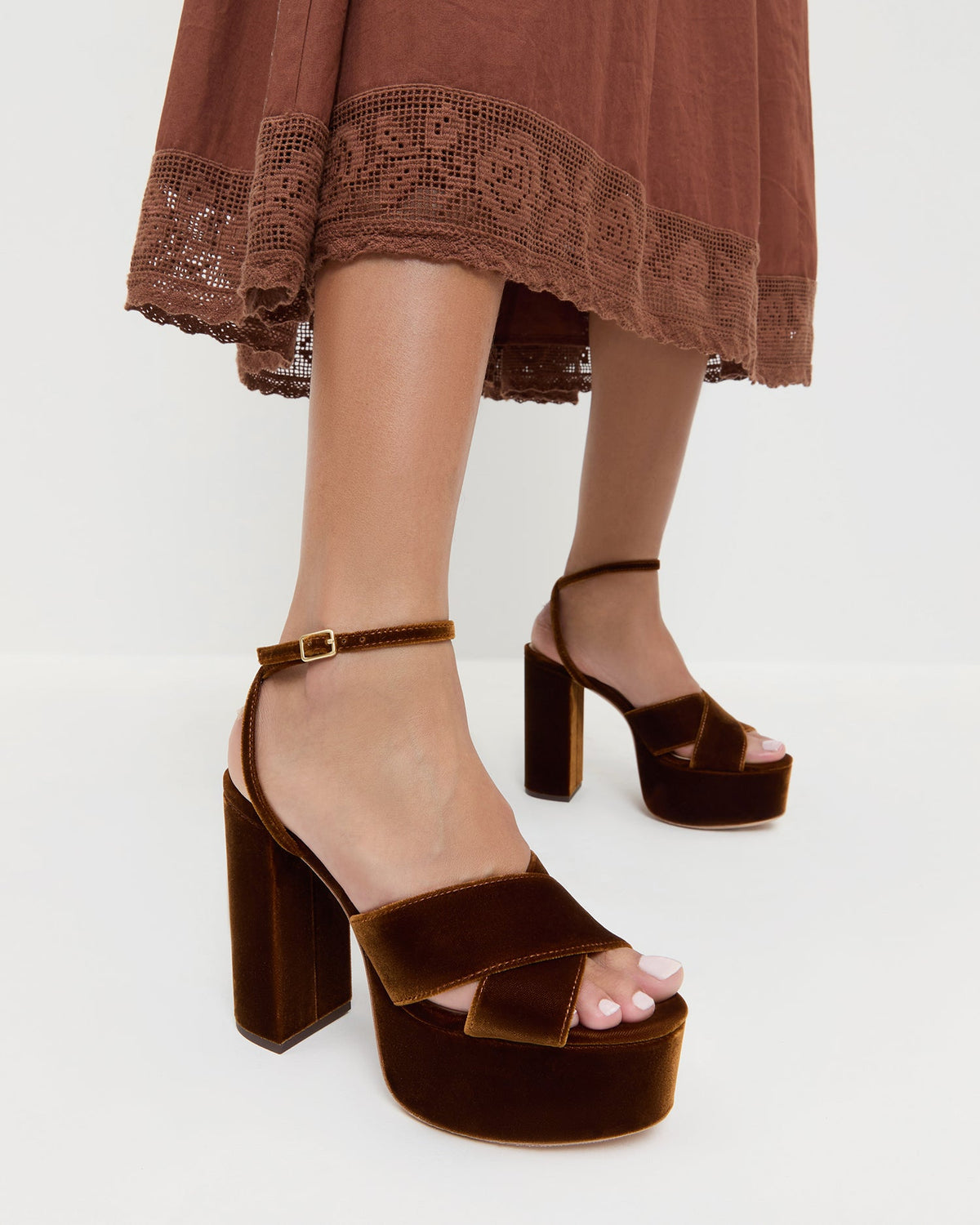 Loeffler Randall Top Pick - Loretta Brown Velvet Platform Sandal