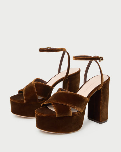 Loeffler Randall Top Pick - Loretta Brown Velvet Platform Sandal