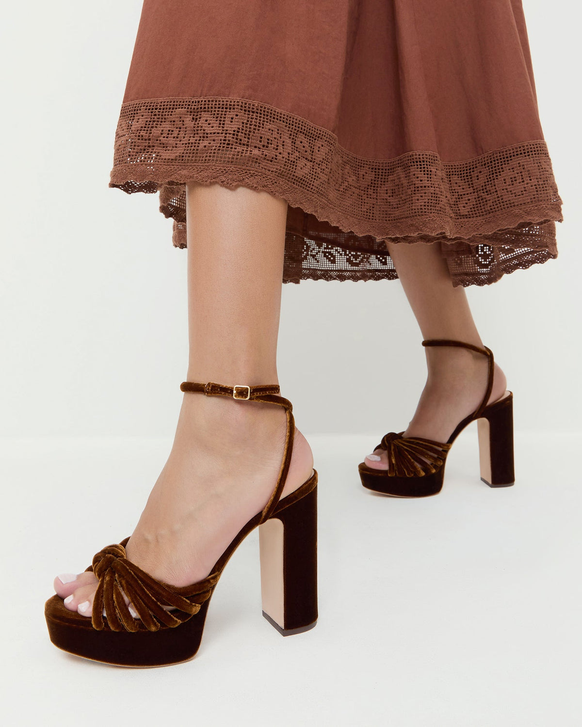 Loeffler Randall New - Rivka Brown Velvet Platform Sandal