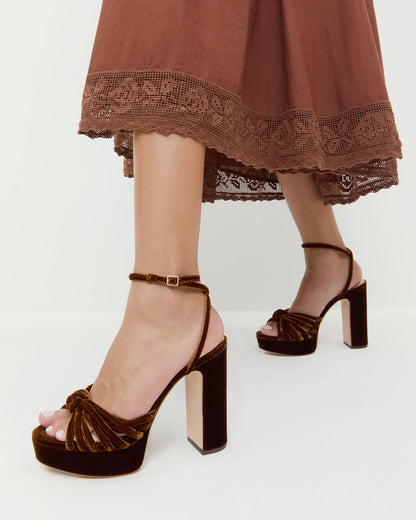Loeffler Randall New - Rivka Brown Velvet Platform Sandal