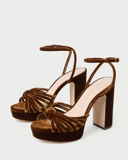Loeffler Randall New - Rivka Brown Velvet Platform Sandal