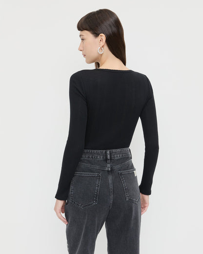 Loeffler Randall Great Value - Kaya Pointelle Long-Sleeve Bodysuit